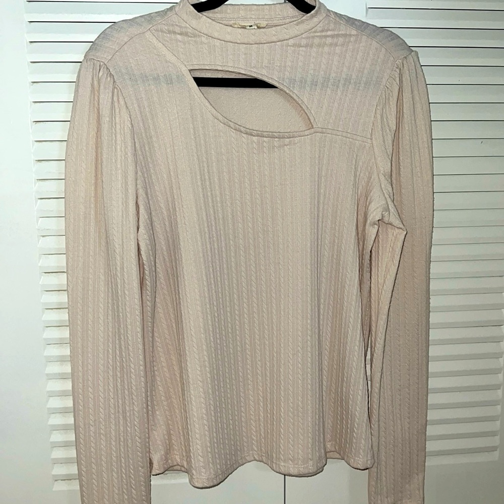 Beige front cut out blouse